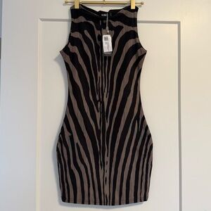 Murci Illusion slash neck mini dress